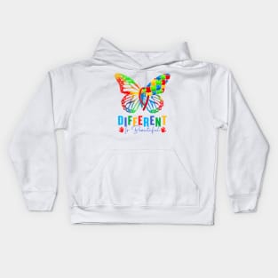 Different Is Beautiful Autism Awareness Butterfly Puzzle Kid Kids Hoodie